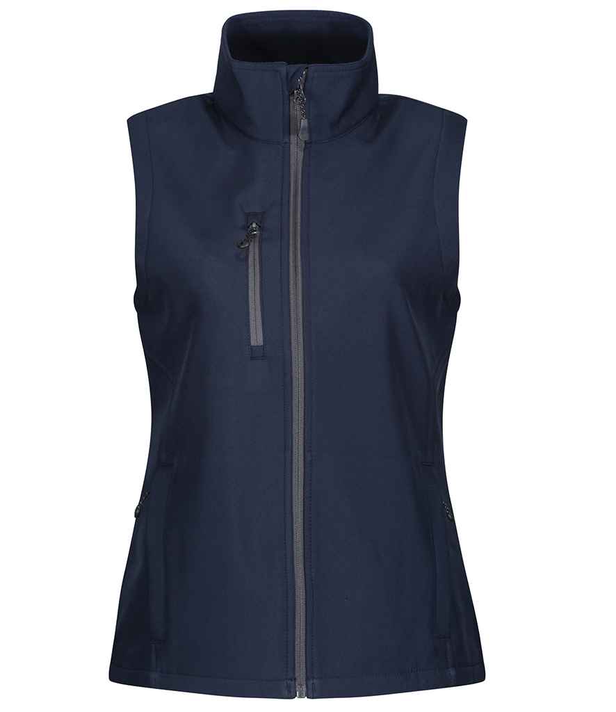 Regatta Honestly Made Ladies Recycled Soft Shell Bodywarmer in Navy by Regatta Honestly Made — Custom branded clothing by Print Press, featuring premium embroidery produced in our specialist print lab in the UK.