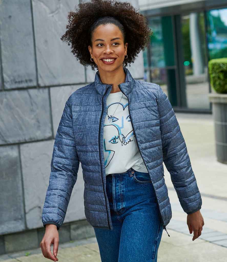 Regatta Ladies Firedown Insulated Jacket in Grey Marl Black by Regatta — Custom branded clothing by Print Press, featuring premium embroidery produced in our specialist print lab in the UK.