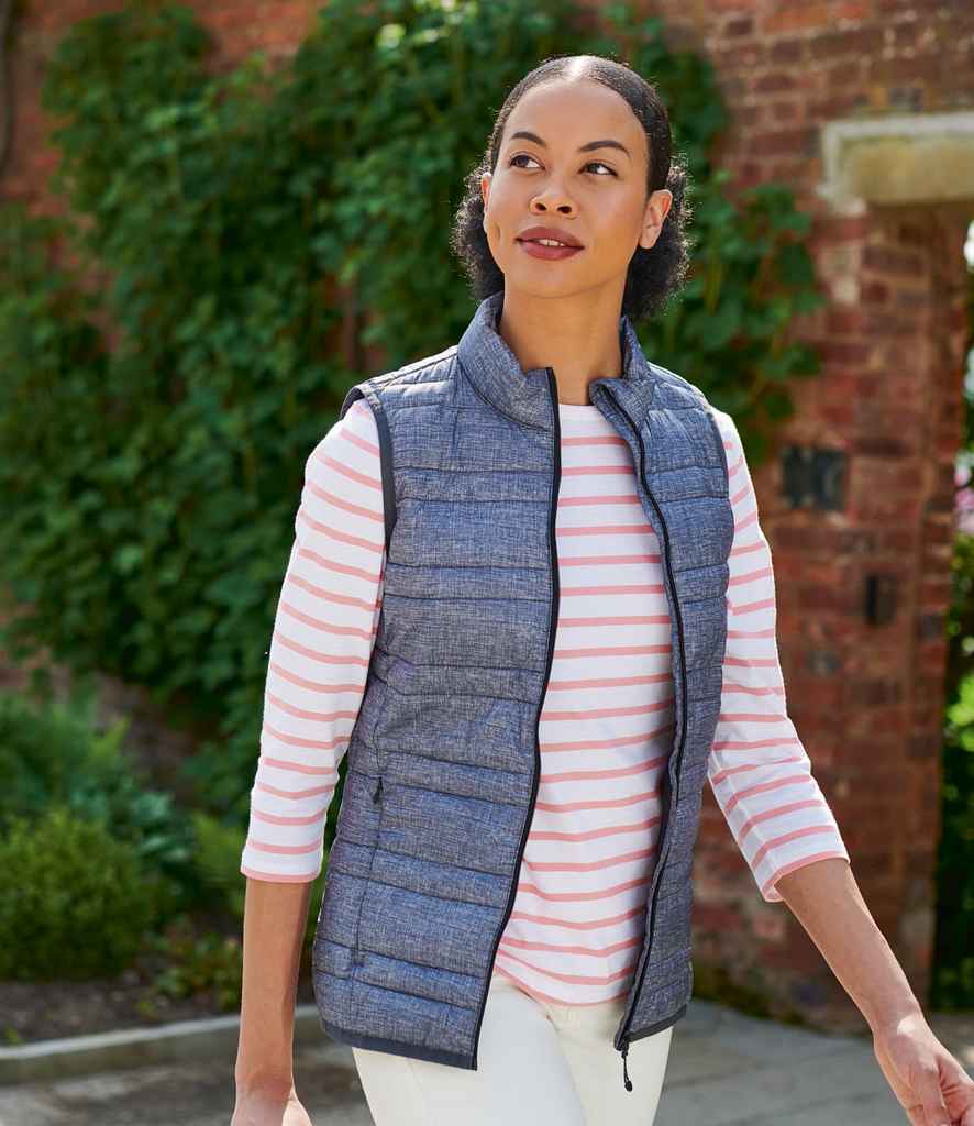 Regatta Ladies Firedown Insulated Bodywarmer in Grey Marl Black by Regatta — Custom branded clothing by Print Press, featuring premium embroidery produced in our specialist print lab in the UK.