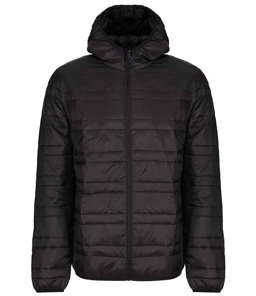Regatta Firedown Packaway Hooded Baffle Jacket in Black Black by Regatta — Custom branded clothing by Print Press, featuring premium embroidery produced in our specialist print lab in the UK.