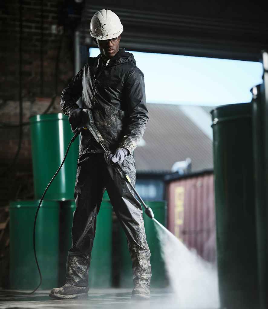Regatta Pro Packaway Waterproof Breathable Overtrousers in Black by Regatta — Custom branded clothing by Print Press, featuring premium embroidery produced in our specialist print lab in the UK.