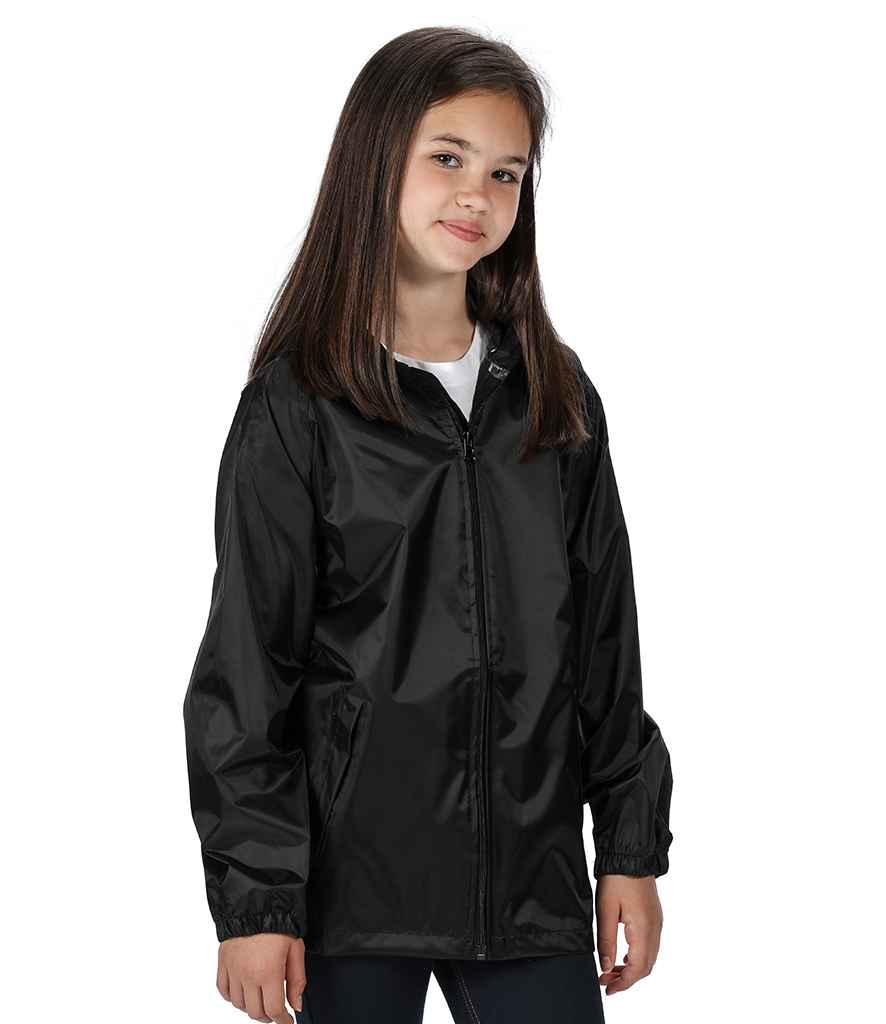 Regatta Kids Pro Stormbreak Waterproof Jacket in Black by Regatta — Custom branded clothing by Print Press, featuring premium embroidery produced in our specialist print lab in the UK.