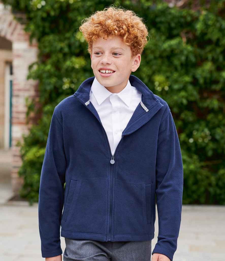 Regatta Kids Brigade II Micro Fleece Jacket in Navy by Regatta — Custom branded clothing by Print Press, featuring premium embroidery produced in our specialist print lab in the UK.