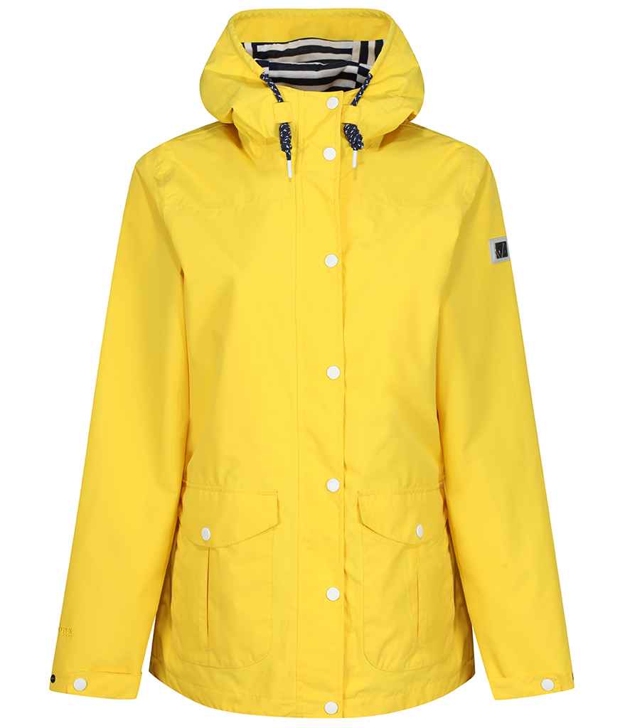 Regatta Ladies Phoebe Waterproof Shell Jacket in Maize Yellow by Regatta — Custom branded clothing by Print Press, featuring premium embroidery produced in our specialist print lab in the UK.