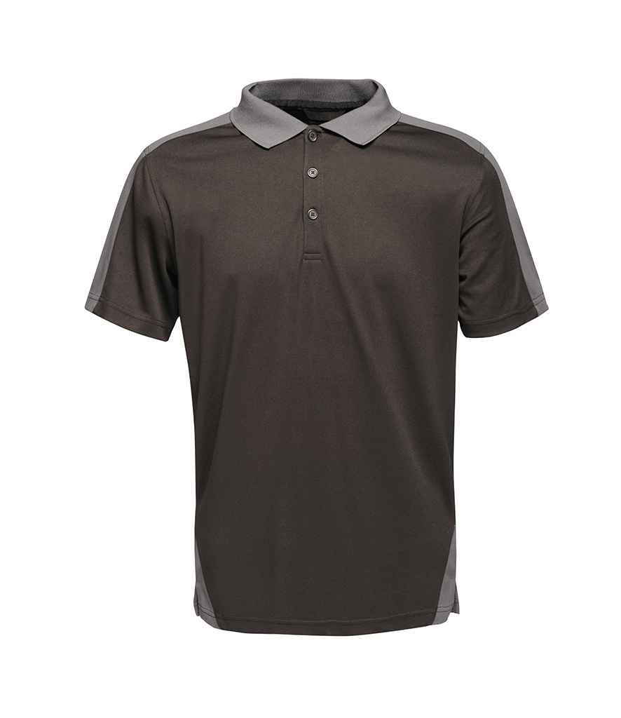 Regatta Contrast Collection Quick Wicking Pique Polo Shirt in Black Seal Grey by Regatta Contrast Collection — Custom branded clothing by Print Press, featuring premium embroidery produced in our specialist print lab in the UK.