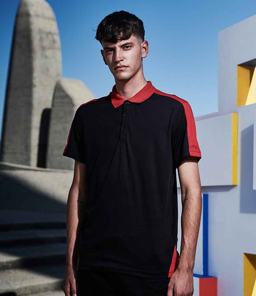 Regatta Contrast Collection Quick Wicking Pique Polo Shirt in Black Classic Red by Regatta Contrast Collection — Custom branded clothing by Print Press, featuring premium embroidery produced in our specialist print lab in the UK.