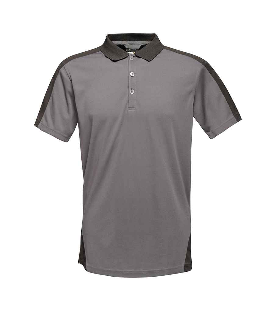 Regatta Contrast Collection Quick Wicking Pique Polo Shirt in Seal Grey Black by Regatta Contrast Collection — Custom branded clothing by Print Press, featuring premium embroidery produced in our specialist print lab in the UK.