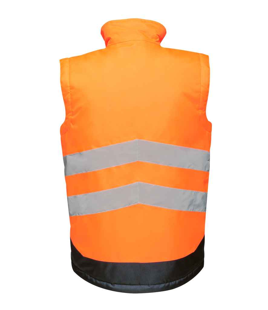 Regatta High Visibility Pro Contrast Bodywarmer in by Regatta High Visibility — Custom branded clothing by Print Press, featuring premium embroidery produced in our specialist print lab in the UK.