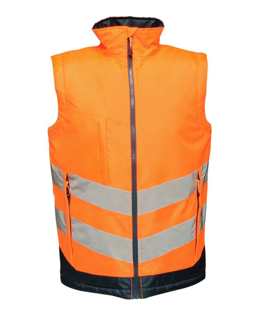 Regatta High Visibility Pro Contrast Bodywarmer in by Regatta High Visibility — Custom branded clothing by Print Press, featuring premium embroidery produced in our specialist print lab in the UK.