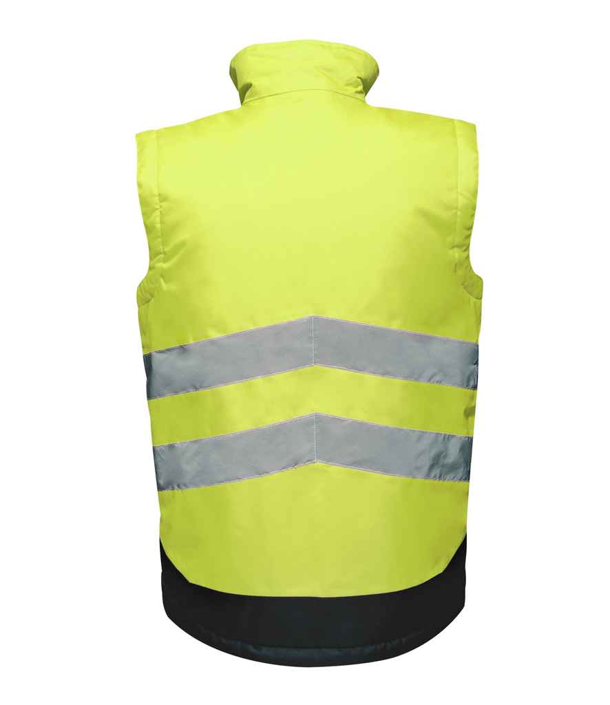Regatta High Visibility Pro Contrast Bodywarmer in by Regatta High Visibility — Custom branded clothing by Print Press, featuring premium embroidery produced in our specialist print lab in the UK.