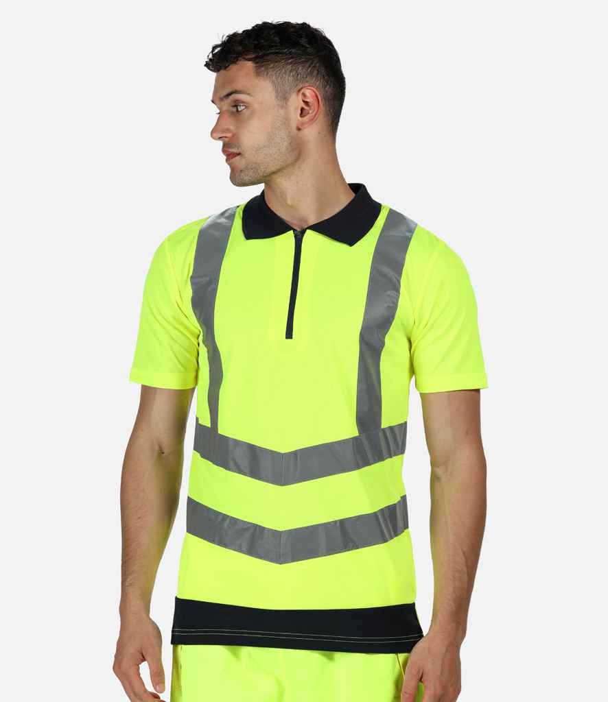 Regatta High Visibility Pro Contrast Pique Polo Shirt in by Regatta High Visibility — Custom branded clothing by Print Press, featuring premium embroidery produced in our specialist print lab in the UK.