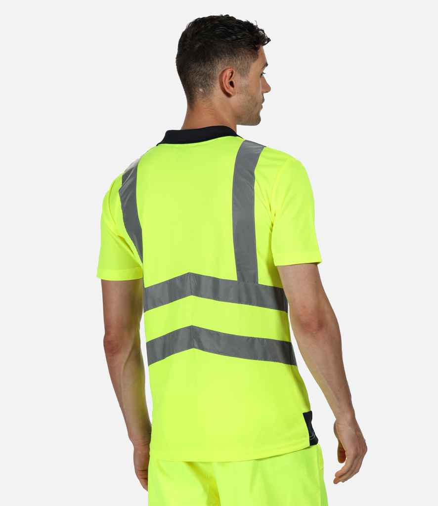 Regatta High Visibility Pro Contrast Pique Polo Shirt in by Regatta High Visibility — Custom branded clothing by Print Press, featuring premium embroidery produced in our specialist print lab in the UK.