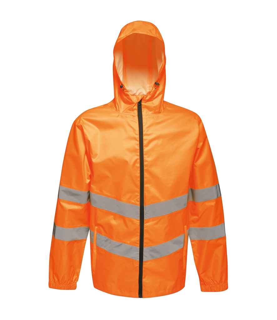 Regatta High Visibility Pro Packaway Jacket in by Regatta High Visibility — Custom branded clothing by Print Press, featuring premium embroidery produced in our specialist print lab in the UK.