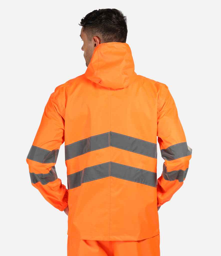 Regatta High Visibility Pro Packaway Jacket in by Regatta High Visibility — Custom branded clothing by Print Press, featuring premium embroidery produced in our specialist print lab in the UK.