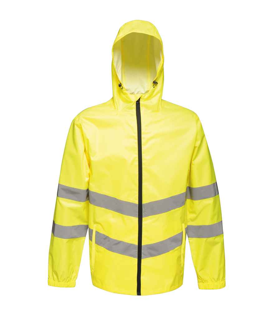 Regatta High Visibility Pro Packaway Jacket in by Regatta High Visibility — Custom branded clothing by Print Press, featuring premium embroidery produced in our specialist print lab in the UK.