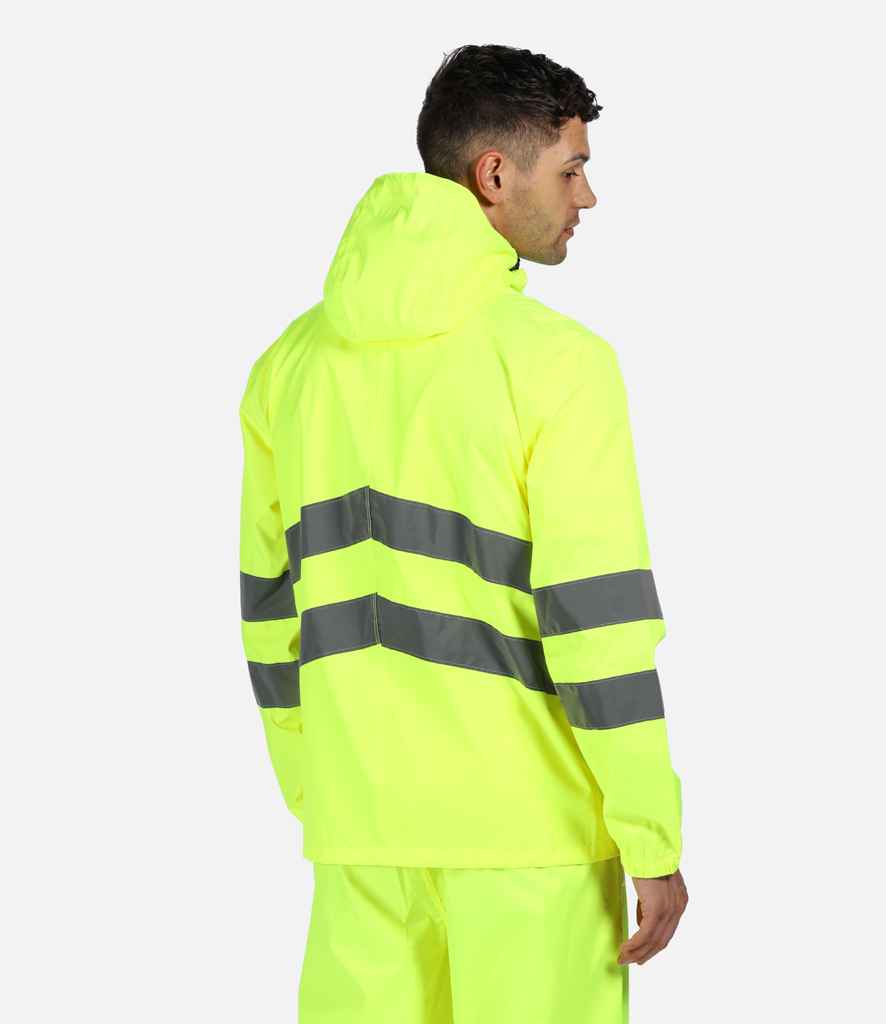 Regatta High Visibility Pro Packaway Jacket in by Regatta High Visibility — Custom branded clothing by Print Press, featuring premium embroidery produced in our specialist print lab in the UK.
