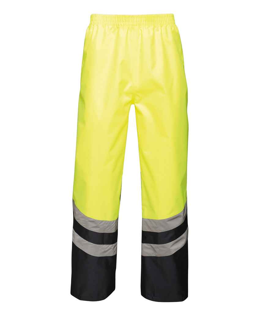 Regatta High Visibility Pro Contrast Overtrousers in by Regatta High Visibility — Custom branded clothing by Print Press, featuring premium embroidery produced in our specialist print lab in the UK.