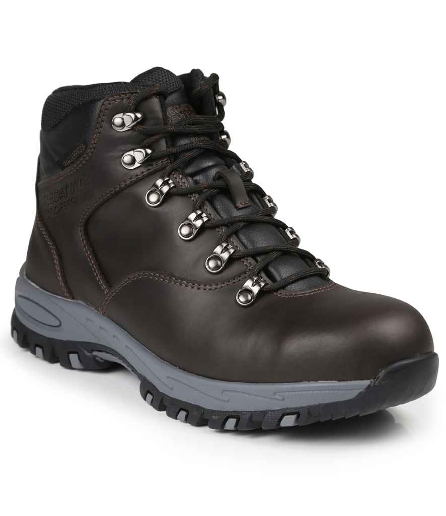 Regatta Safety Footwear Gritstone S3 WP Safety Hikers in Peat by Regatta Safety Footwear — Custom branded clothing by Print Press, featuring premium embroidery produced in our specialist print lab in the UK.