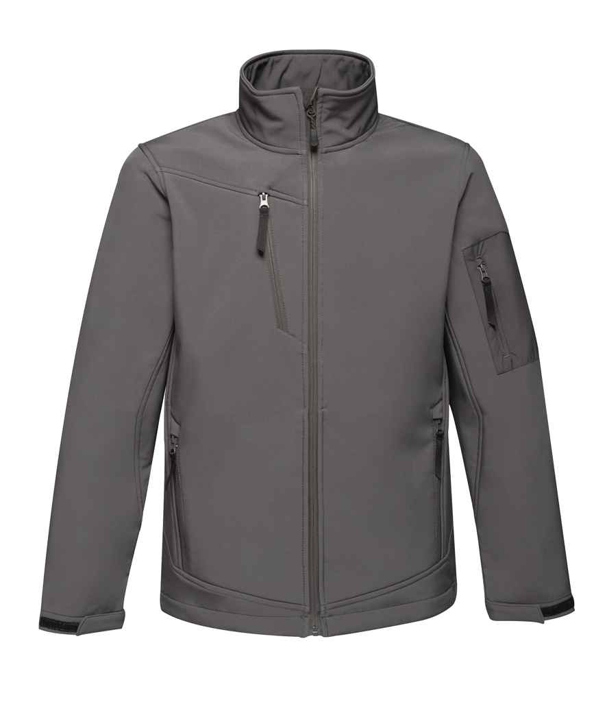 Regatta Arcola Soft Shell Jacket in Seal Grey Black by Regatta — Custom branded clothing by Print Press, featuring premium embroidery produced in our specialist print lab in the UK.