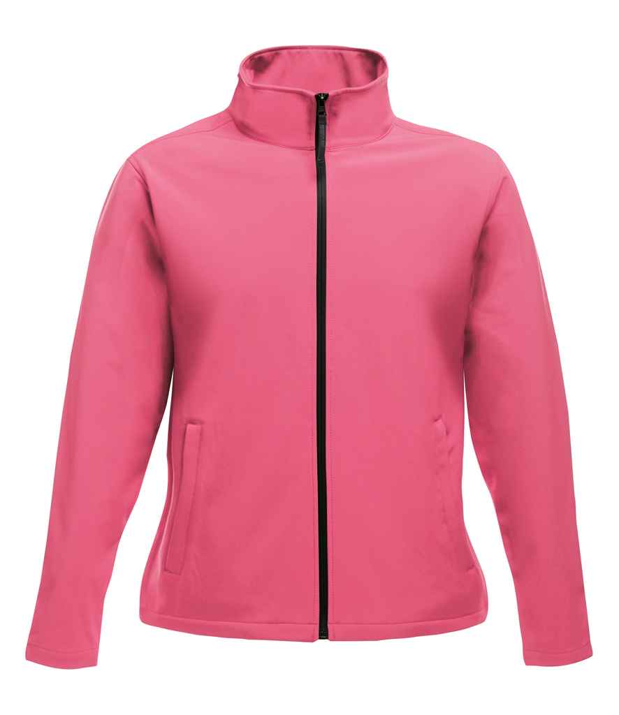 Regatta Ladies Ablaze Printable Soft Shell Jacket in Hot Pink Black by Regatta — Custom branded clothing by Print Press, featuring premium embroidery produced in our specialist print lab in the UK.