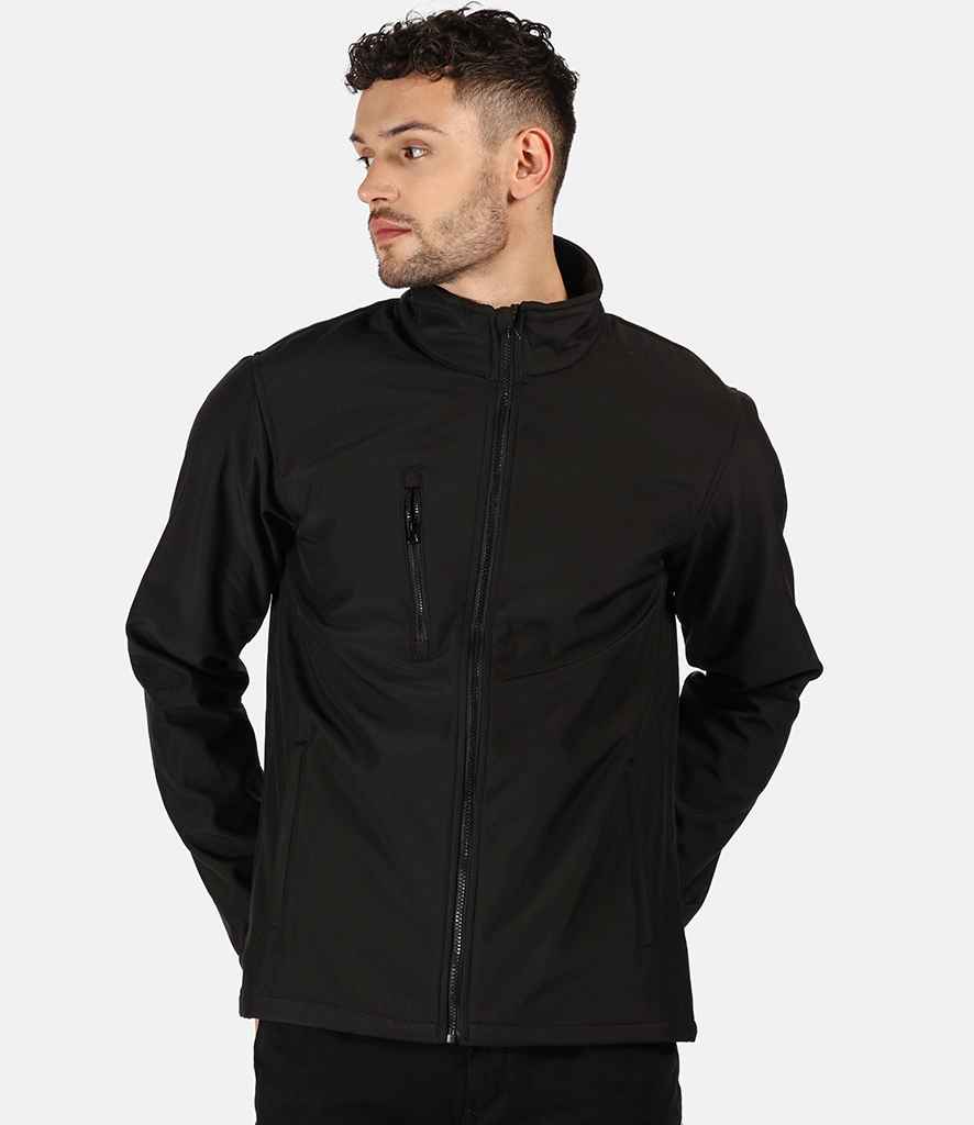 Regatta Ablaze Three Layer Soft Shell Jacket in Black Black by Regatta — Custom branded clothing by Print Press, featuring premium embroidery produced in our specialist print lab in the UK.