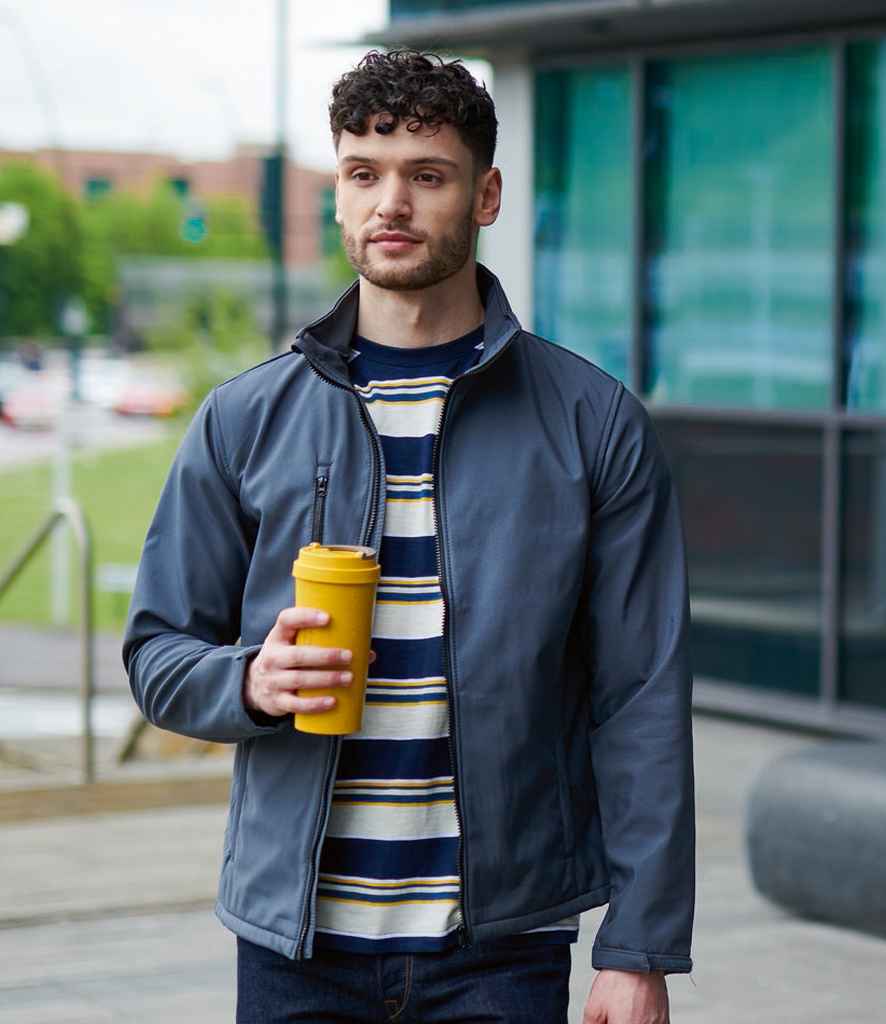 Regatta Ablaze Three Layer Soft Shell Jacket in Seal Grey Black by Regatta — Custom branded clothing by Print Press, featuring premium embroidery produced in our specialist print lab in the UK.
