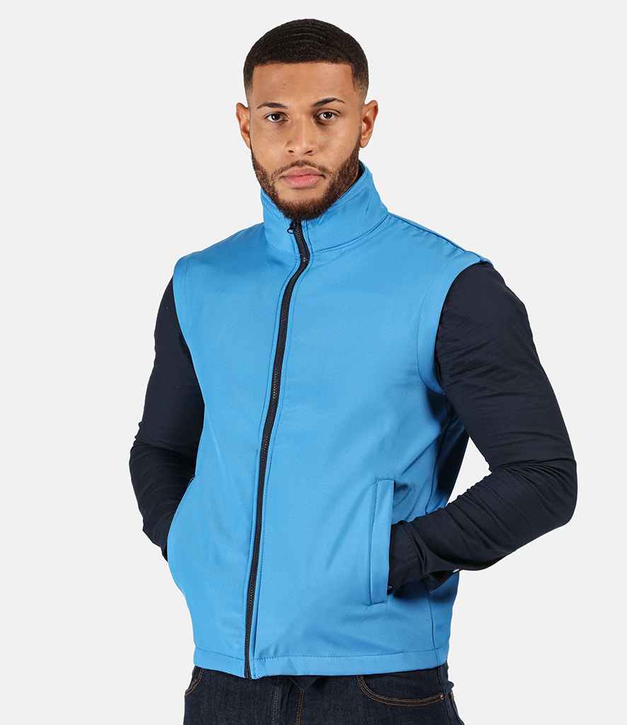 Regatta Ablaze Soft Shell Bodywarmer in French Blue Navy by Regatta — Custom branded clothing by Print Press, featuring premium embroidery produced in our specialist print lab in the UK.