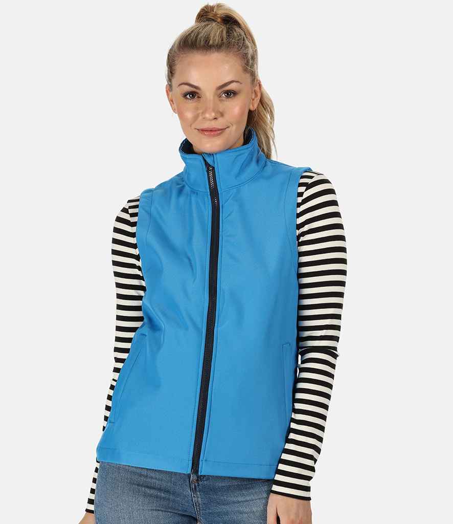 Regatta Ladies Ablaze Soft Shell Bodywarmer in French Blue Navy by Regatta — Custom branded clothing by Print Press, featuring premium embroidery produced in our specialist print lab in the UK.