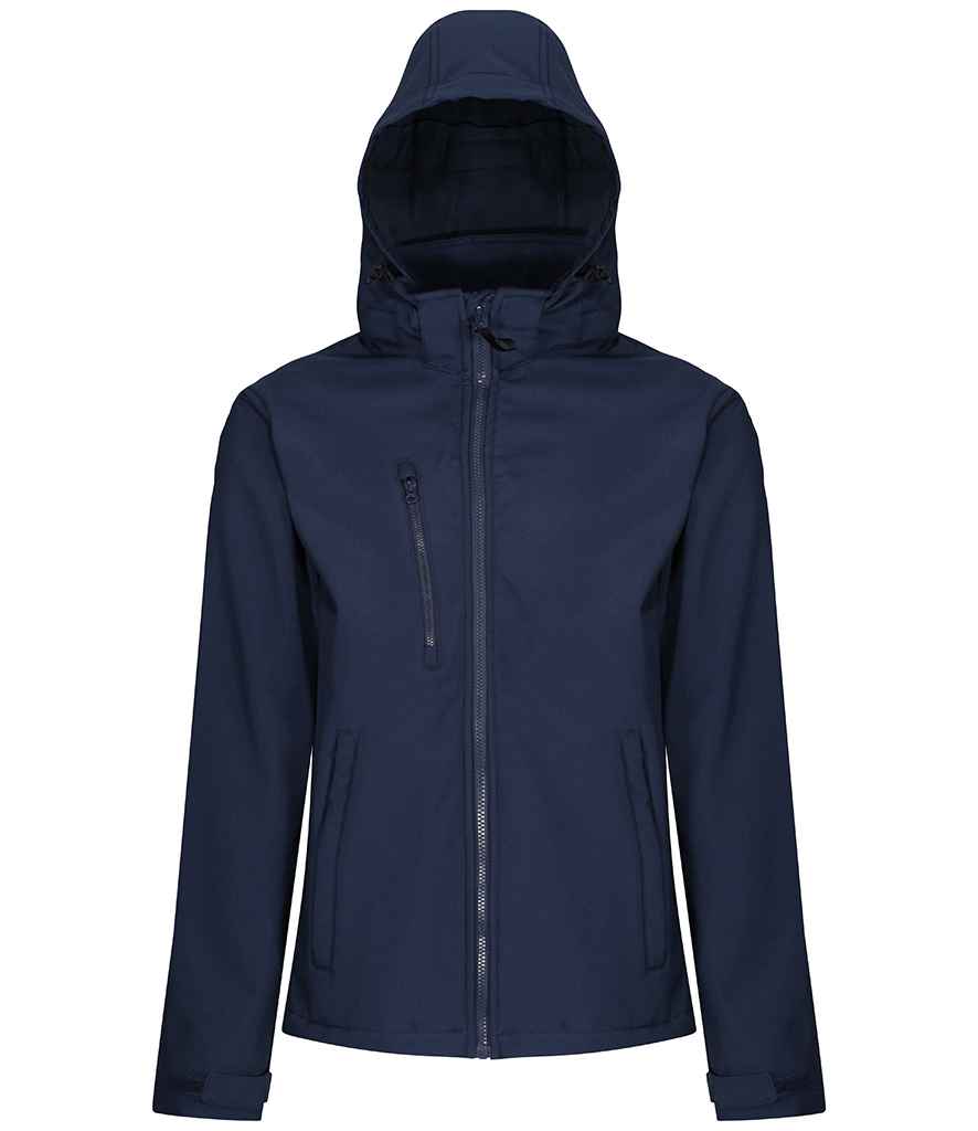 Regatta Venturer Three Layer Hooded Soft Shell Jacket in Navy Navy by Regatta — Custom branded clothing by Print Press, featuring premium embroidery produced in our specialist print lab in the UK.