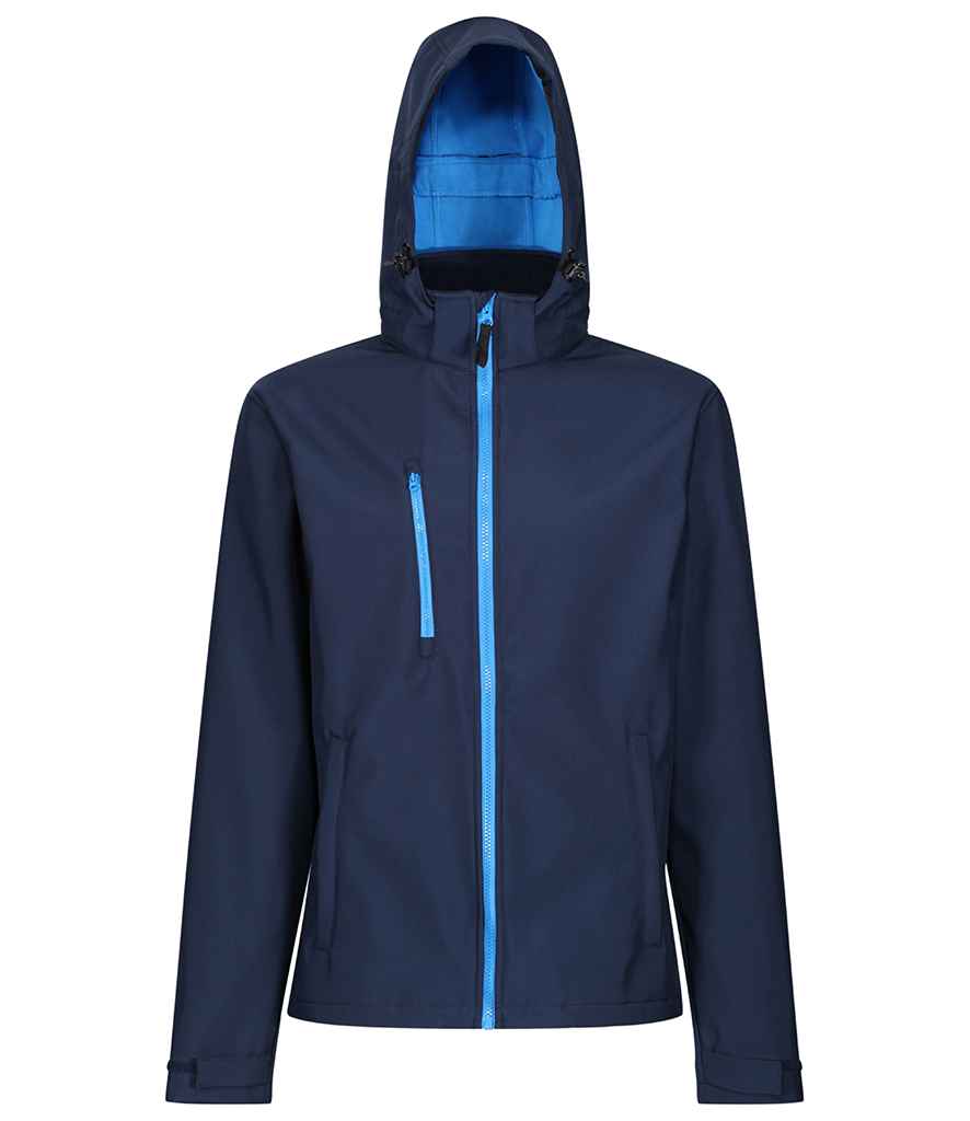 Regatta Venturer Three Layer Hooded Soft Shell Jacket in by Regatta — Custom branded clothing by Print Press, featuring premium embroidery produced in our specialist print lab in the UK.