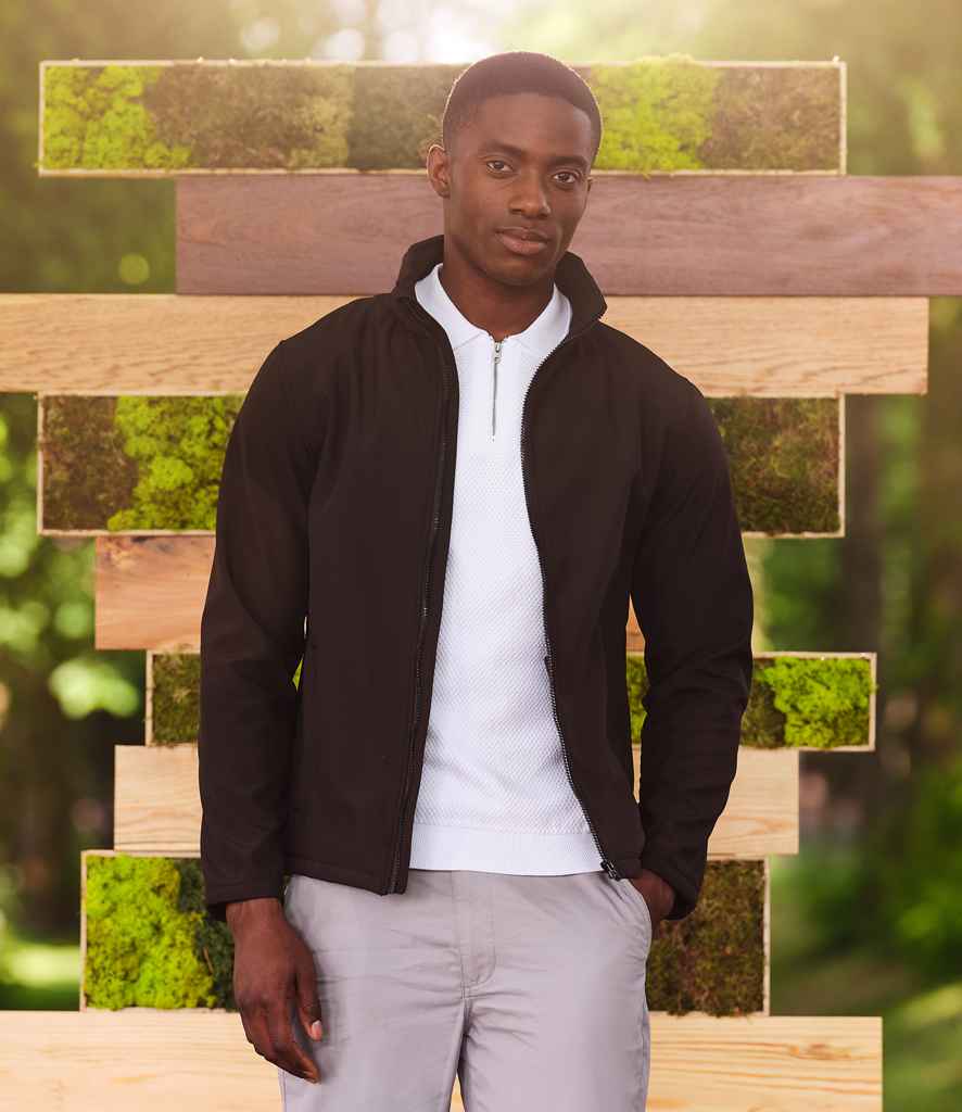 Regatta Eco Ablaze Soft Shell Jacket in Black Black by Regatta — Custom branded clothing by Print Press, featuring premium embroidery produced in our specialist print lab in the UK.