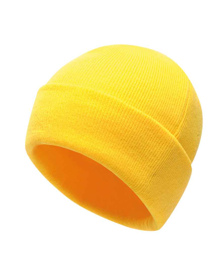 Regatta Axton Cuffed Beanie in ONE Bright Yellow by Regatta — Custom branded clothing by Print Press, featuring premium embroidery produced in our specialist print lab in the UK.
