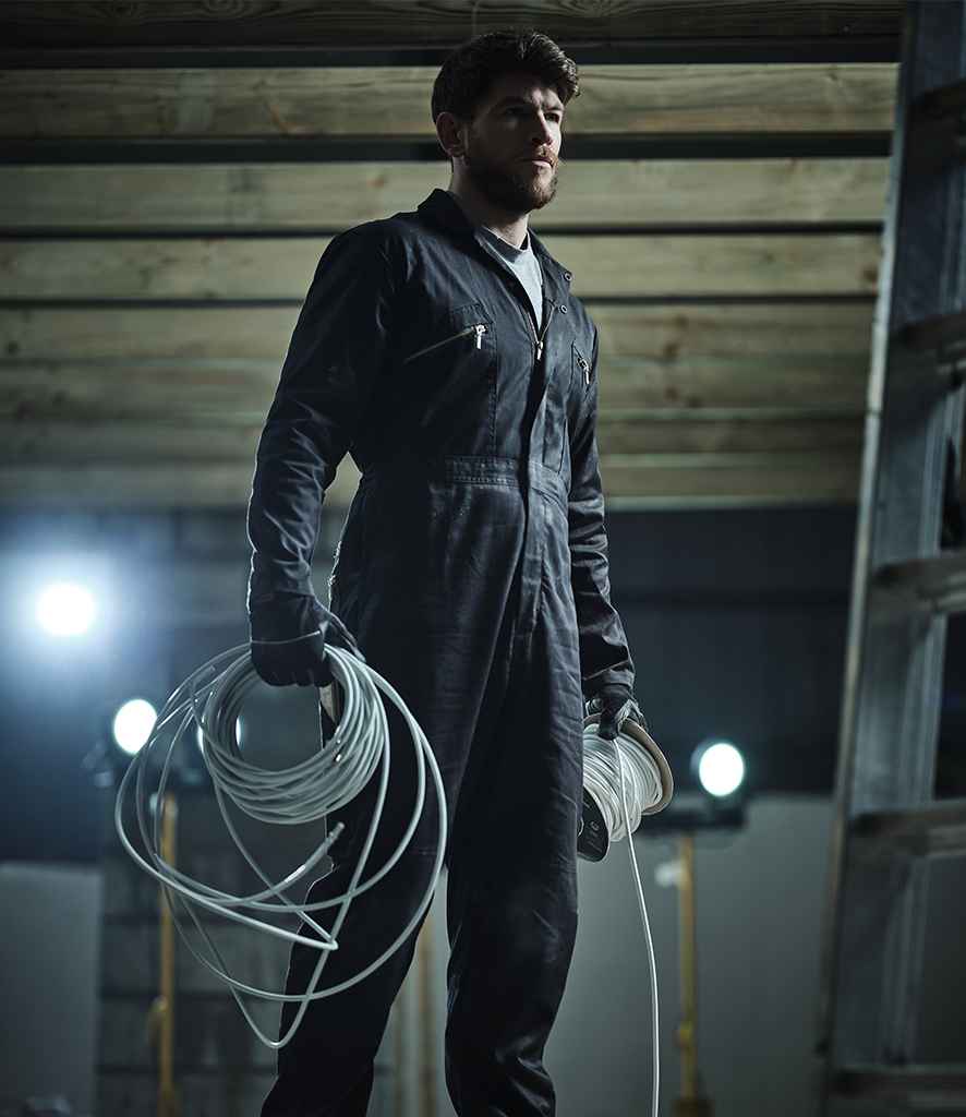 Regatta Pro Stud Front Coverall in Black by Regatta — Custom branded clothing by Print Press, featuring premium embroidery produced in our specialist print lab in the UK.