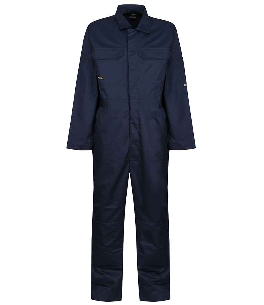 Regatta Pro Stud Front Coverall in Navy by Regatta — Custom branded clothing by Print Press, featuring premium embroidery produced in our specialist print lab in the UK.
