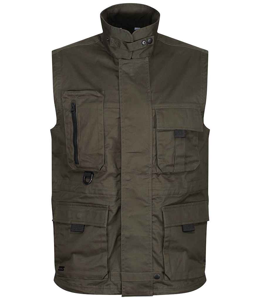Regatta Pro Utility Vest in Khaki by Regatta — Custom branded clothing by Print Press, featuring premium embroidery produced in our specialist print lab in the UK.