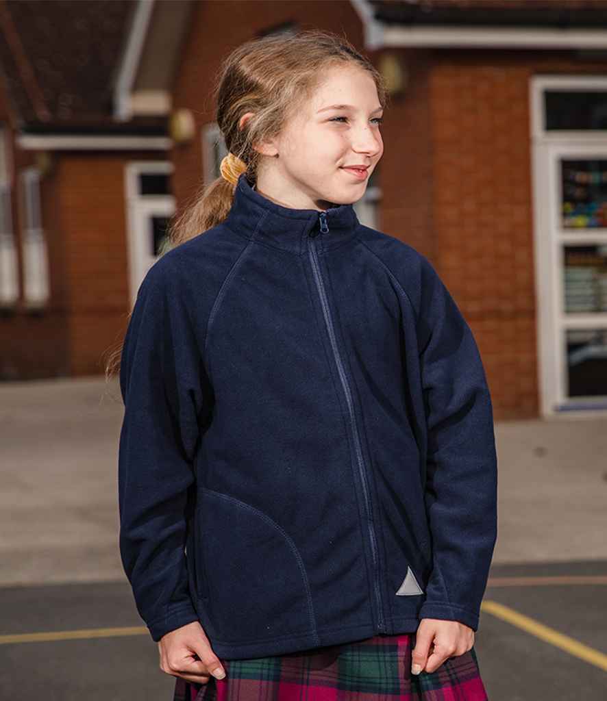 Result Core Kids/Youths Micro Fleece Jacket in Navy by Result Core — Custom branded clothing by Print Press, featuring premium embroidery produced in our specialist print lab in the UK.