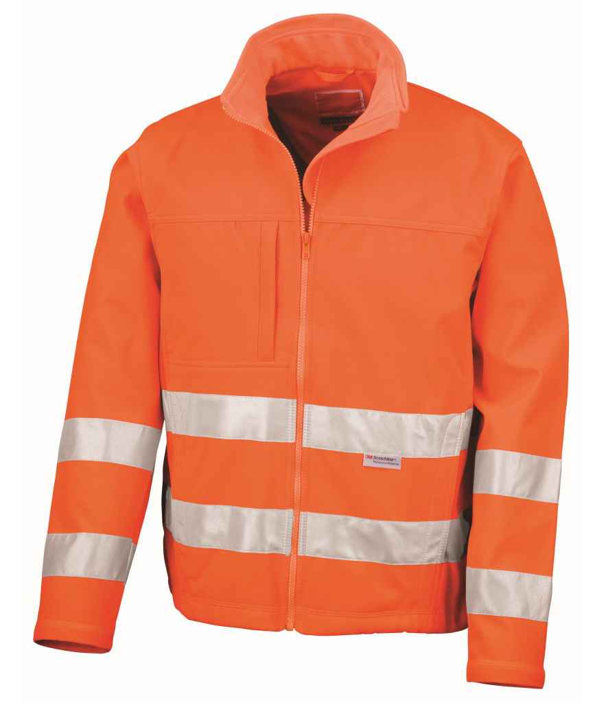 Result Safe-Guard Hi-Vis Soft Shell Jacket in by Result Safe-Guard — Custom branded clothing by Print Press, featuring premium embroidery produced in our specialist print lab in the UK.