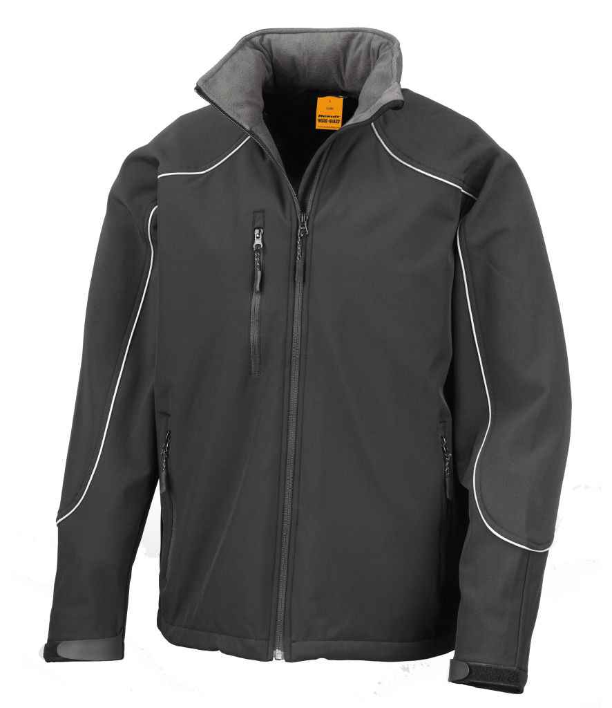 Result Work-Guard Hooded Soft Shell Jacket in by Result Work-Guard — Custom branded clothing by Print Press, featuring premium embroidery produced in our specialist print lab in the UK.