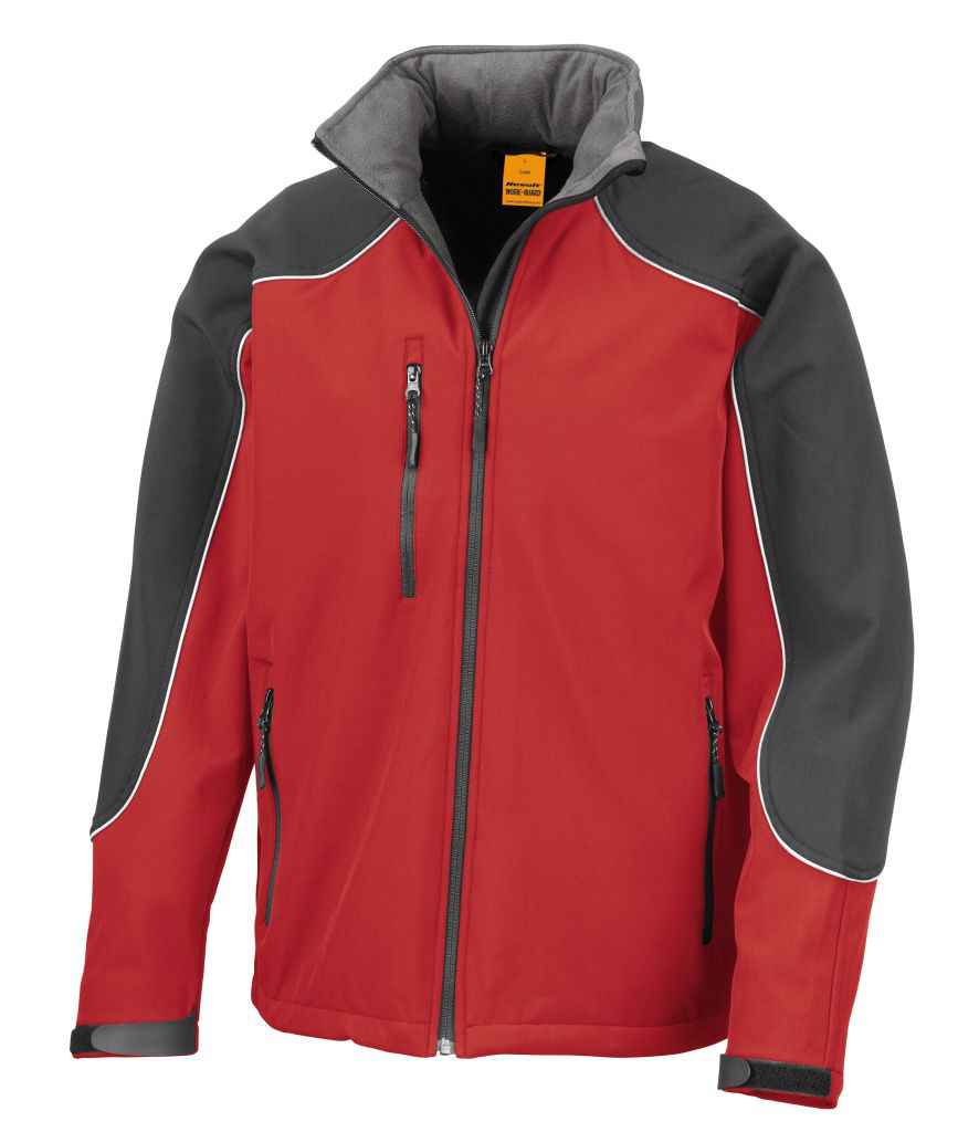Result Work-Guard Hooded Soft Shell Jacket in by Result Work-Guard — Custom branded clothing by Print Press, featuring premium embroidery produced in our specialist print lab in the UK.