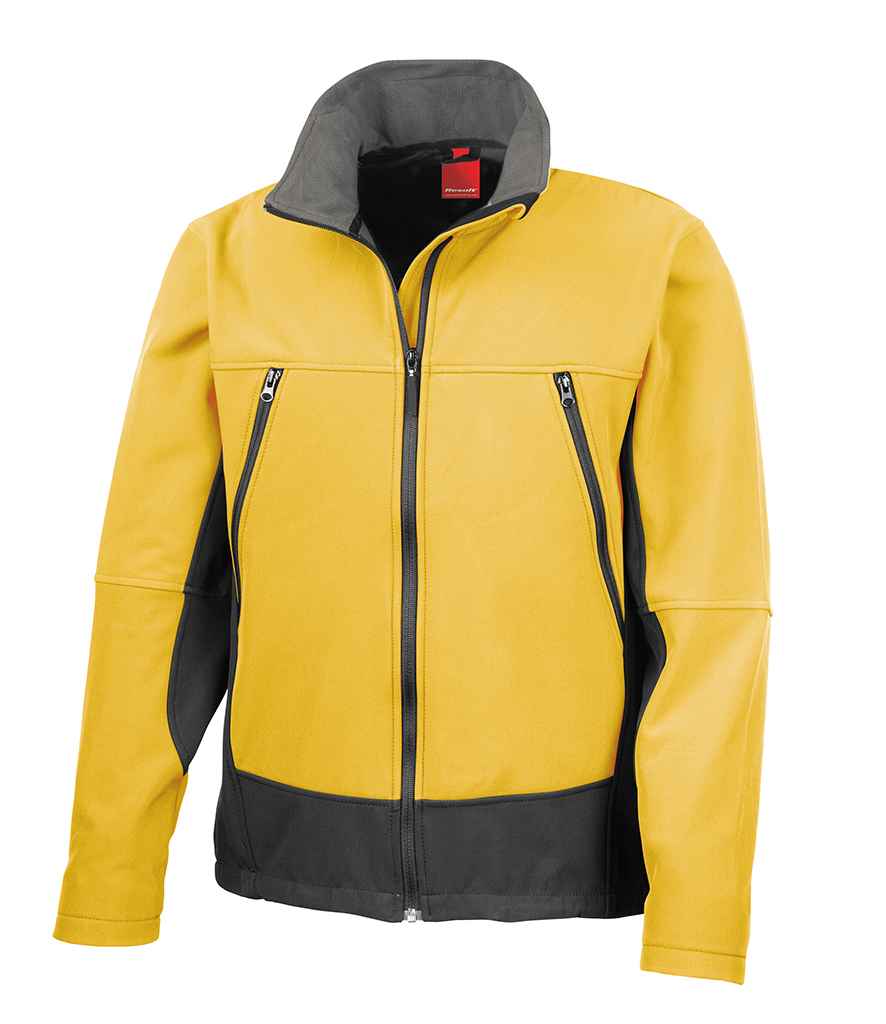 Result Soft Shell Activity Jacket in Sports Yellow by Result — Custom branded clothing by Print Press, featuring premium embroidery produced in our specialist print lab in the UK.