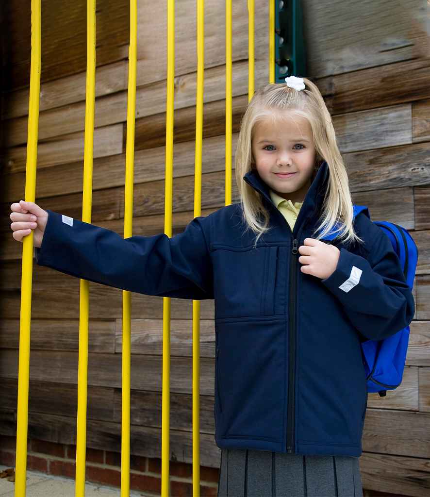 Result Kids Classic Soft Shell Jacket in Navy by Result — Custom branded clothing by Print Press, featuring premium embroidery produced in our specialist print lab in the UK.