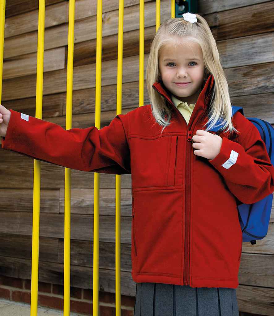 Result Kids Classic Soft Shell Jacket in Red by Result — Custom branded clothing by Print Press, featuring premium embroidery produced in our specialist print lab in the UK.
