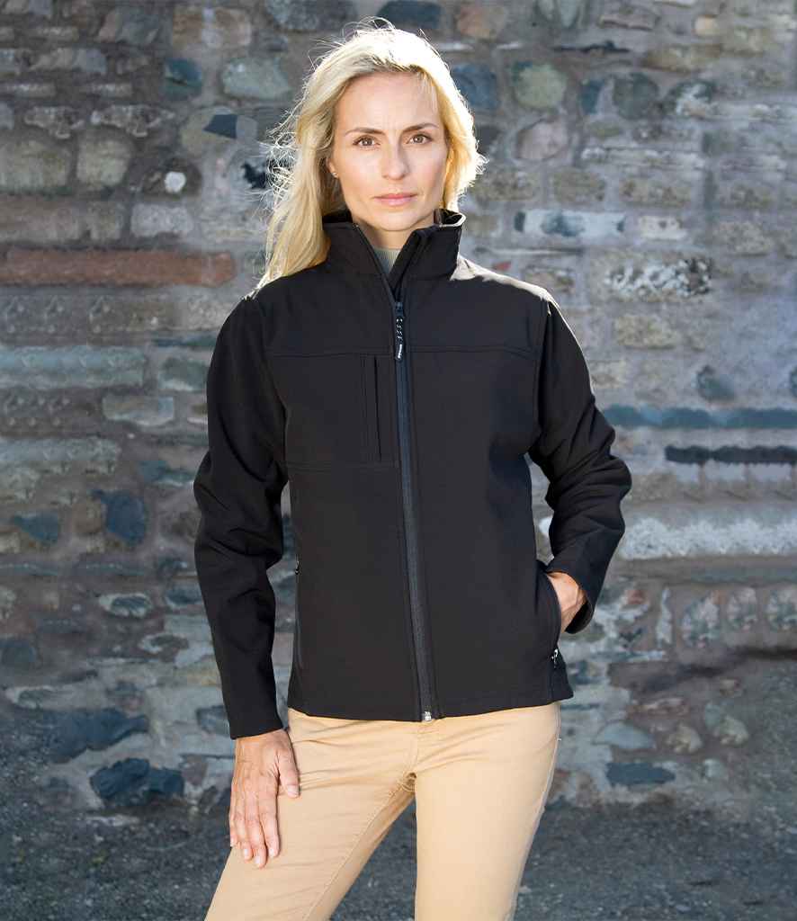 Result Ladies Classic Soft Shell Jacket in Black by Result — Custom branded clothing by Print Press, featuring premium embroidery produced in our specialist print lab in the UK.