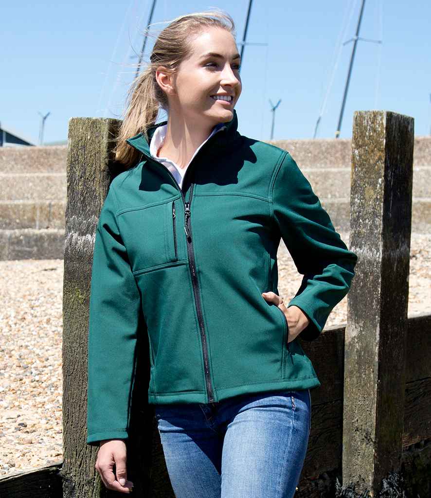 Result Ladies Classic Soft Shell Jacket in Bottle Green by Result — Custom branded clothing by Print Press, featuring premium embroidery produced in our specialist print lab in the UK.