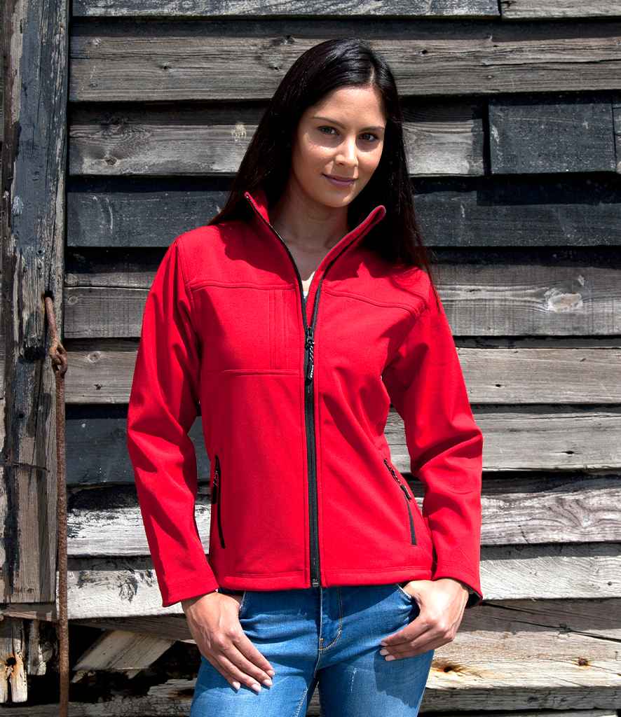 Result Ladies Classic Soft Shell Jacket in Red by Result — Custom branded clothing by Print Press, featuring premium embroidery produced in our specialist print lab in the UK.