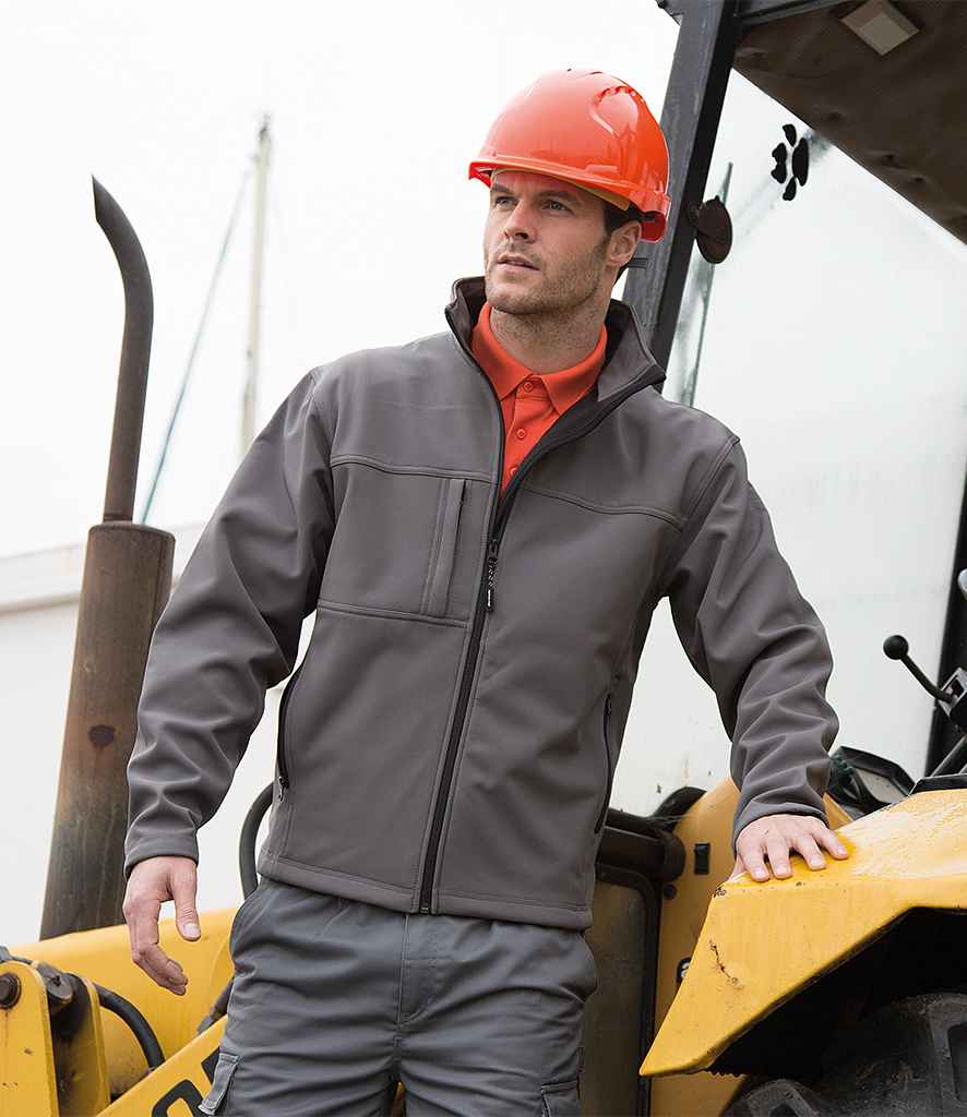 Result Classic Soft Shell Jacket in Workguard Grey by Result — Custom branded clothing by Print Press, featuring premium embroidery produced in our specialist print lab in the UK.