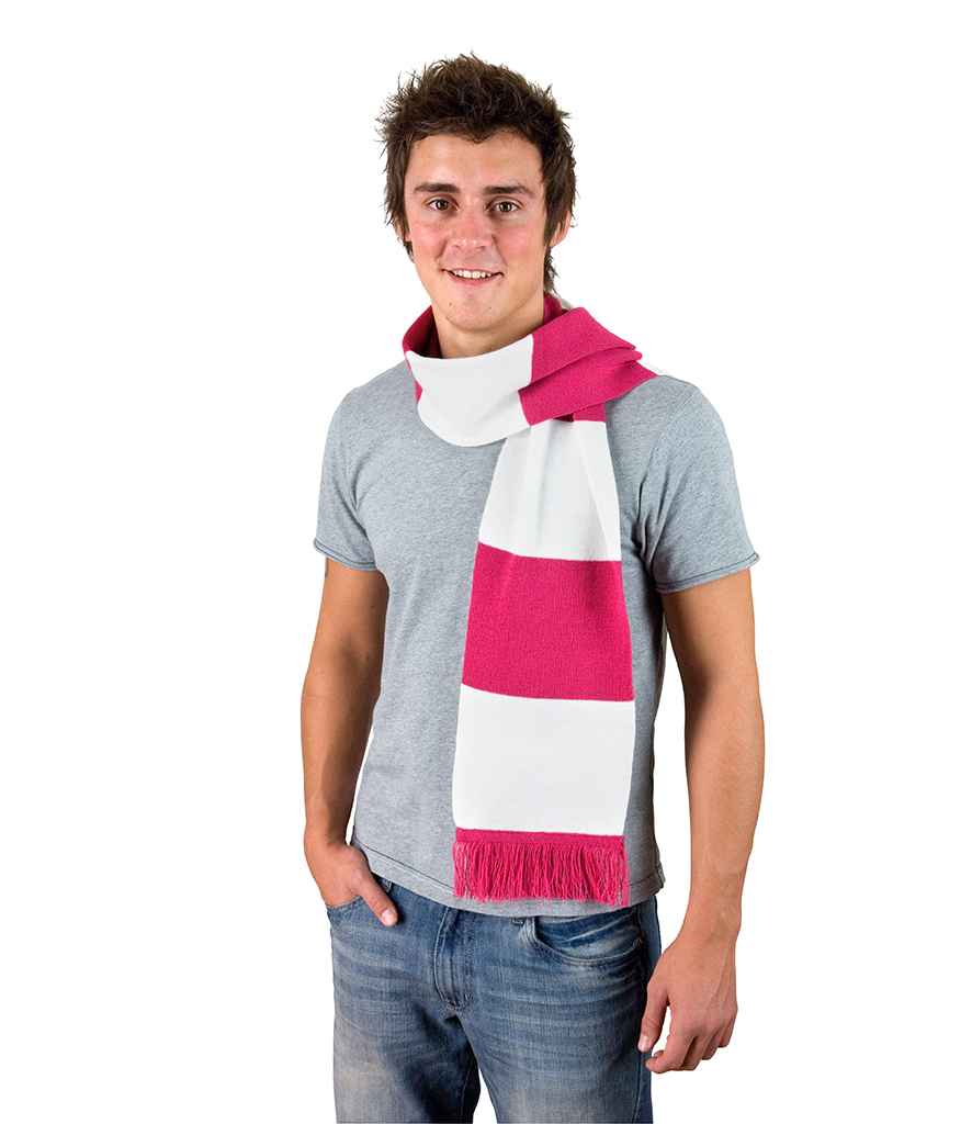 Result Team Scarf in ONE Fuchsia White by Result Winter Essentials — Custom branded clothing by Print Press, featuring premium embroidery produced in our specialist print lab in the UK.