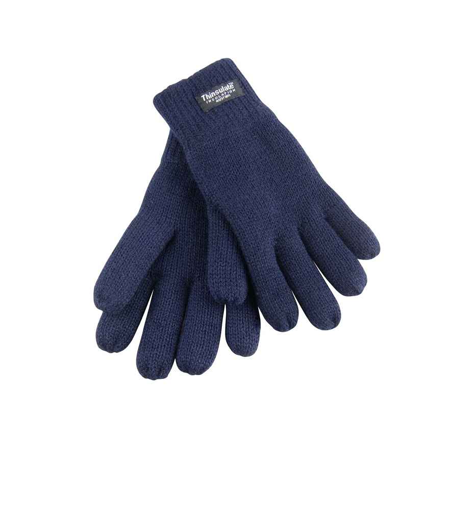 Result Kids Lined Thinsulate™ Gloves in ONE Navy by Result Winter Essentials — Custom branded clothing by Print Press, featuring premium embroidery produced in our specialist print lab in the UK.