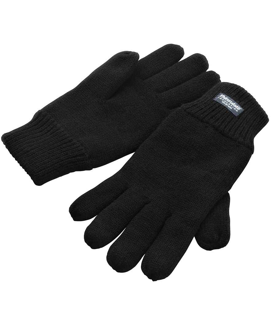 Result Classic Lined Thinsulate™ Gloves in Black by Result Winter Essentials — Custom branded clothing by Print Press, featuring premium embroidery produced in our specialist print lab in the UK.