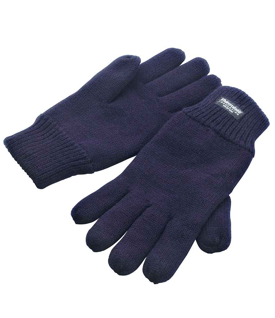 Result Classic Lined Thinsulate™ Gloves in Navy by Result Winter Essentials — Custom branded clothing by Print Press, featuring premium embroidery produced in our specialist print lab in the UK.